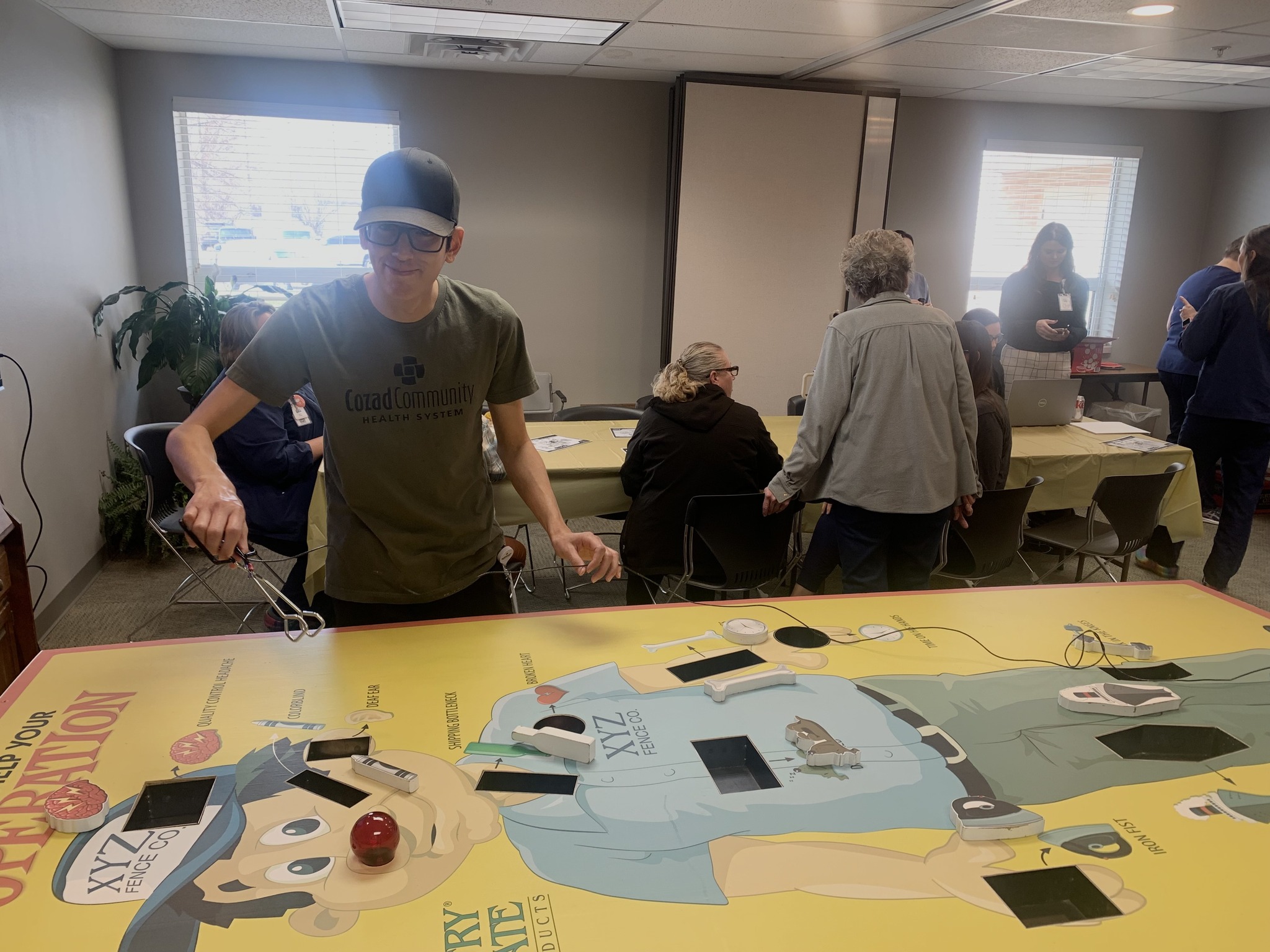 Picture of staff playing a game